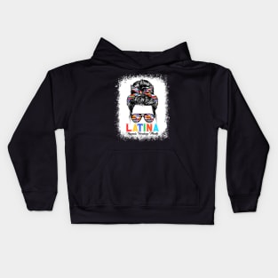 Hispanic Heritage Month Flags - Messy Bun Hispanic Kids Hoodie